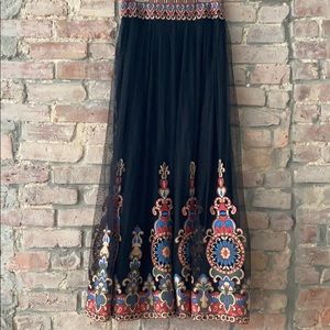 Alice + Olivia maxi skirt with embroidered overlay